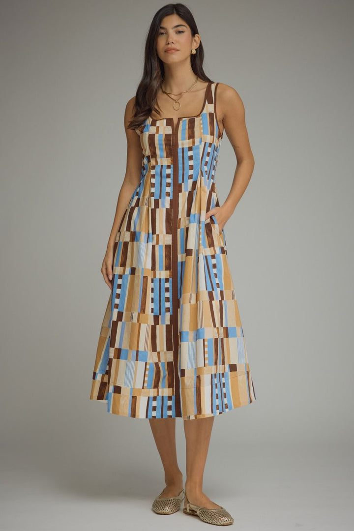 Abstract Print Sleeveless Dress