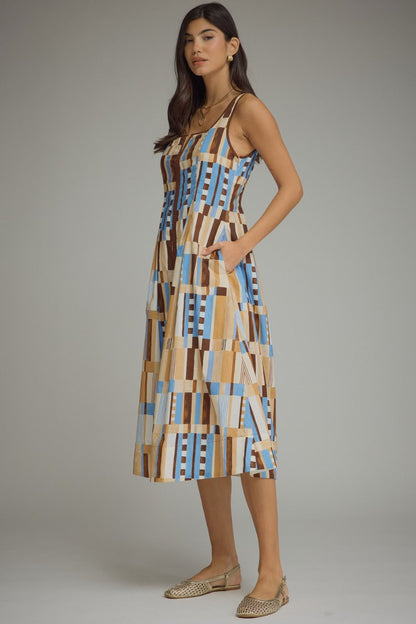Abstract Print Sleeveless Dress