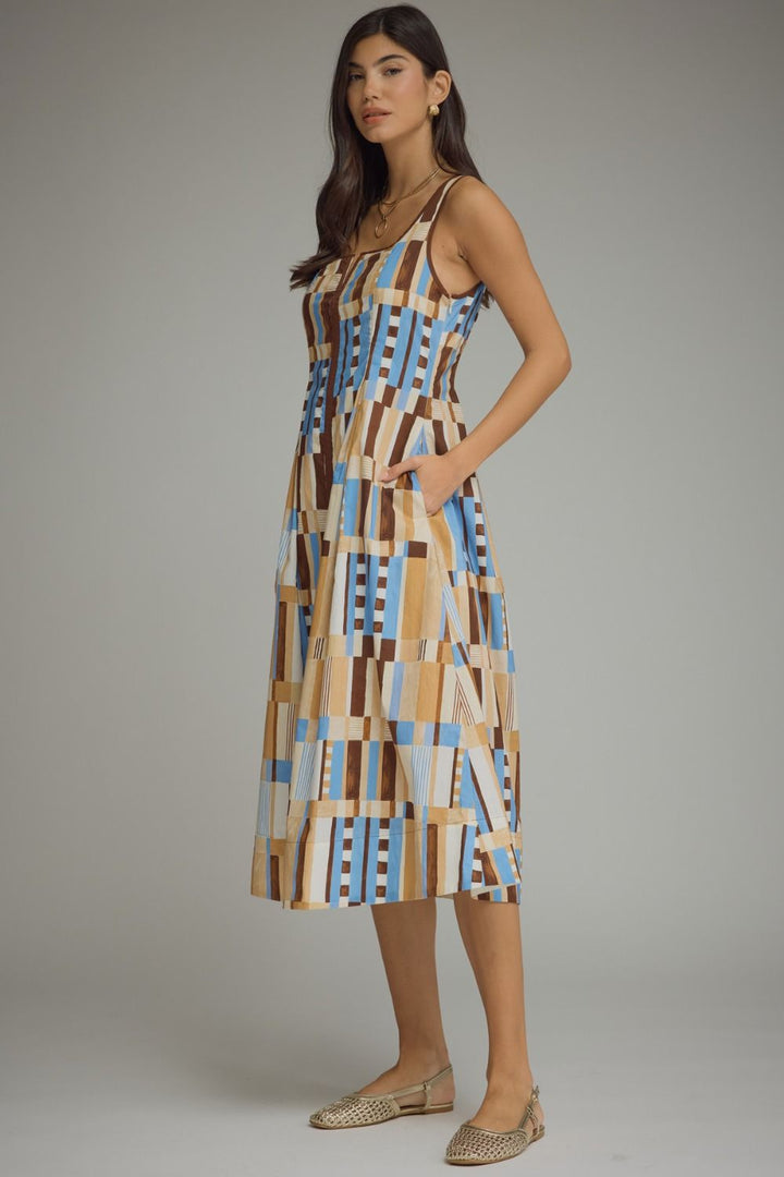 Abstract Print Sleeveless Dress
