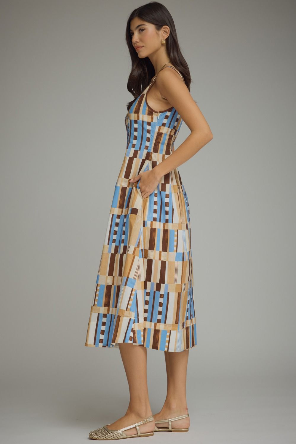Abstract Print Sleeveless Dress