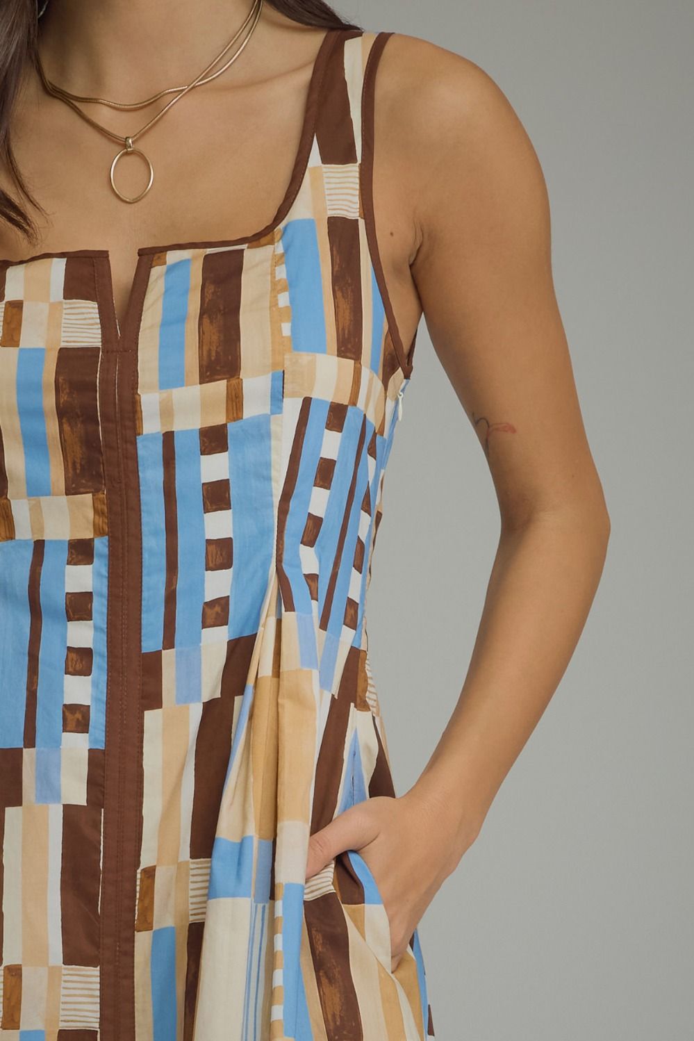 Abstract Print Sleeveless Dress