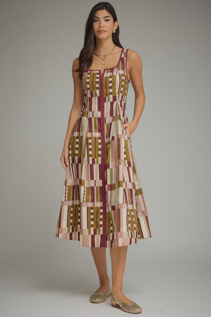 Abstract Print Sleeveless Dress