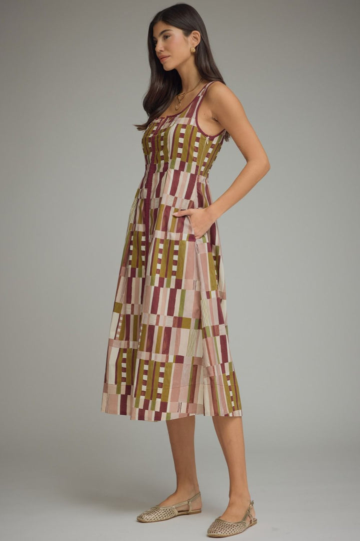 Abstract Print Sleeveless Dress