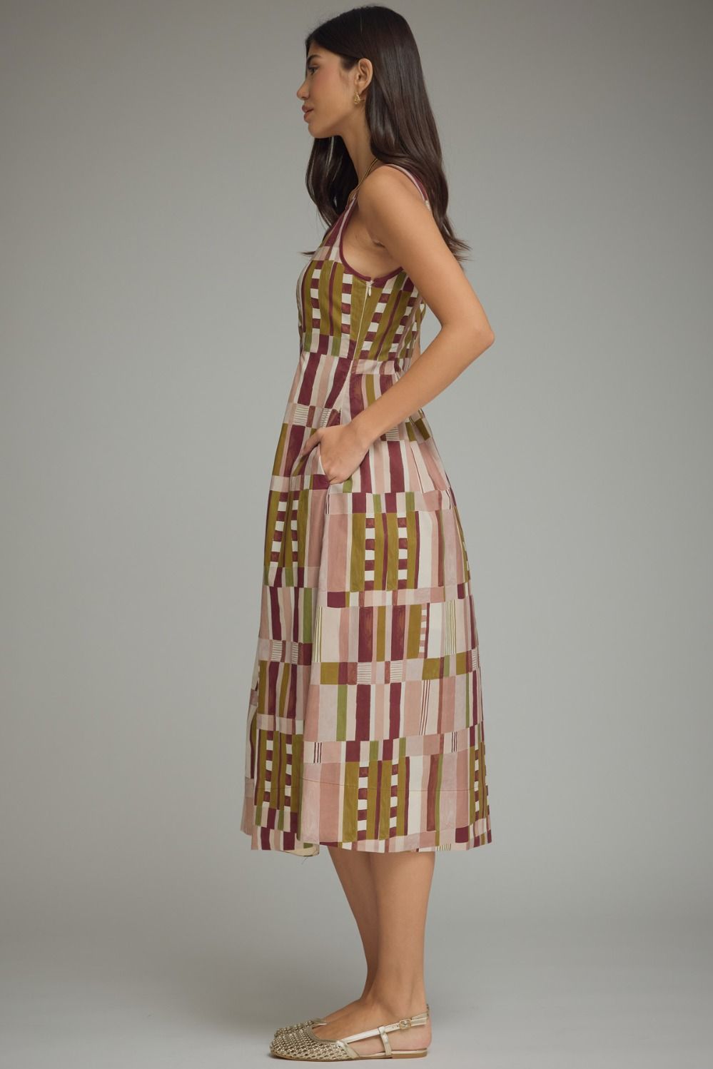 Abstract Print Sleeveless Dress