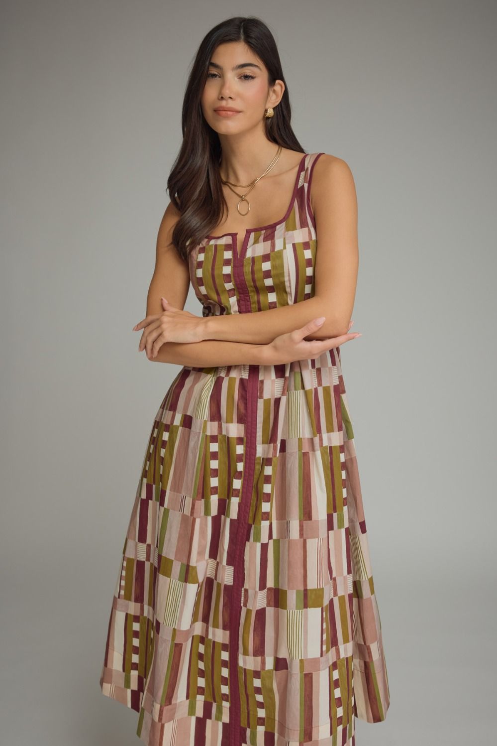Abstract Print Sleeveless Dress