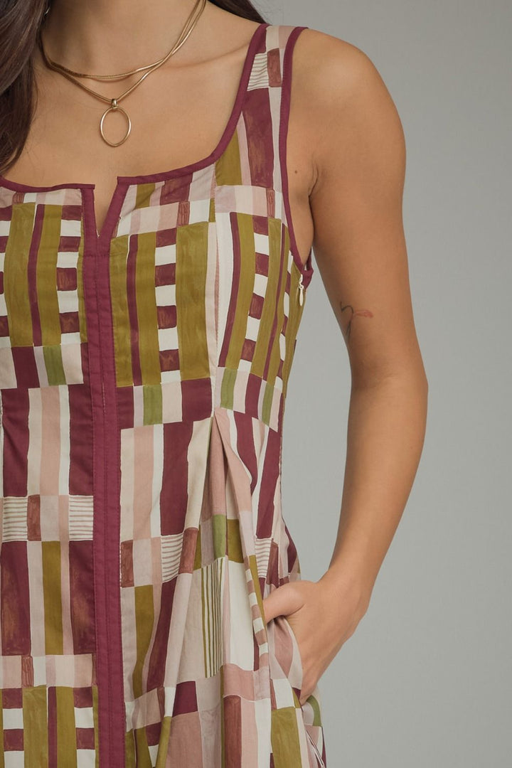 Abstract Print Sleeveless Dress