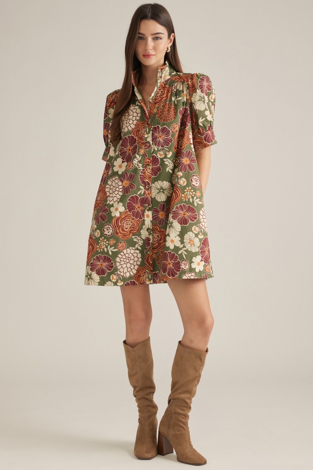 Floral Button Down Mini Dress