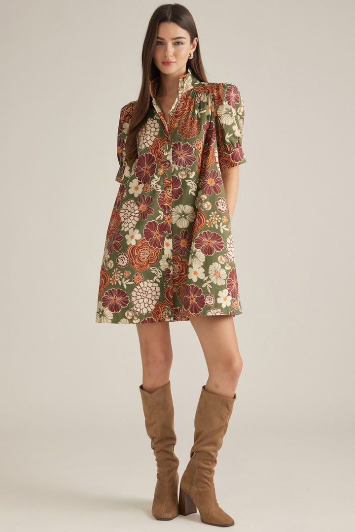 Floral Button Down Mini Dress