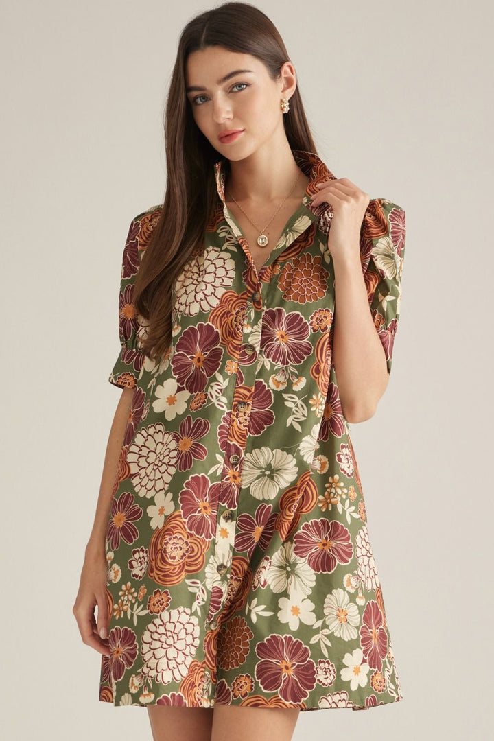 Floral Button Down Mini Dress