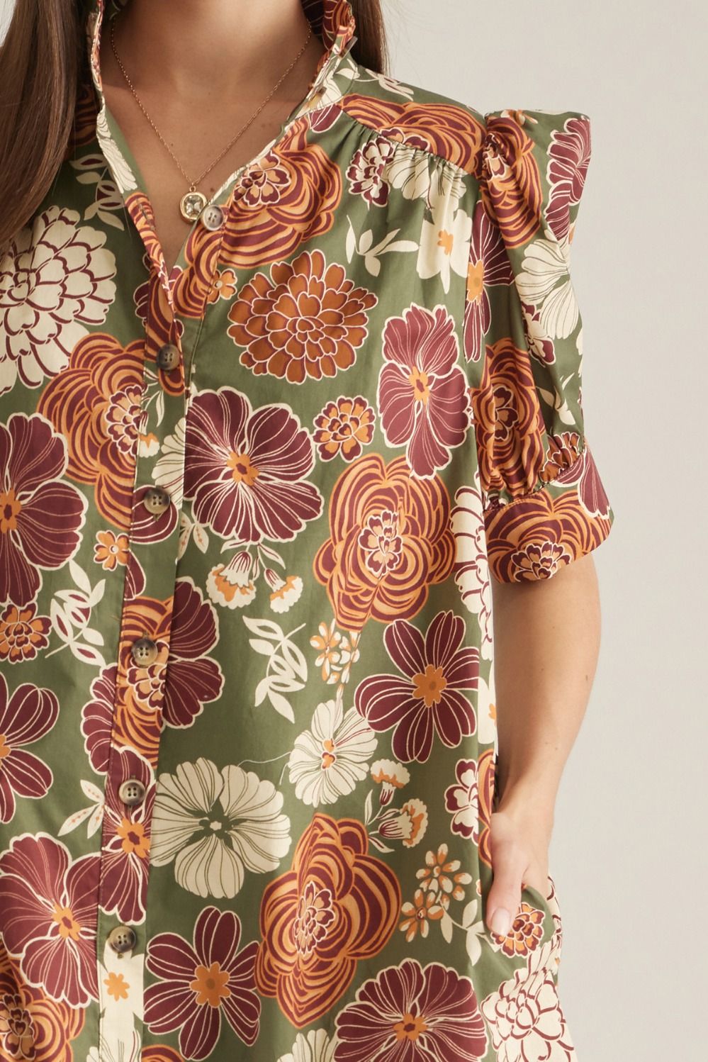 Floral Button Down Mini Dress