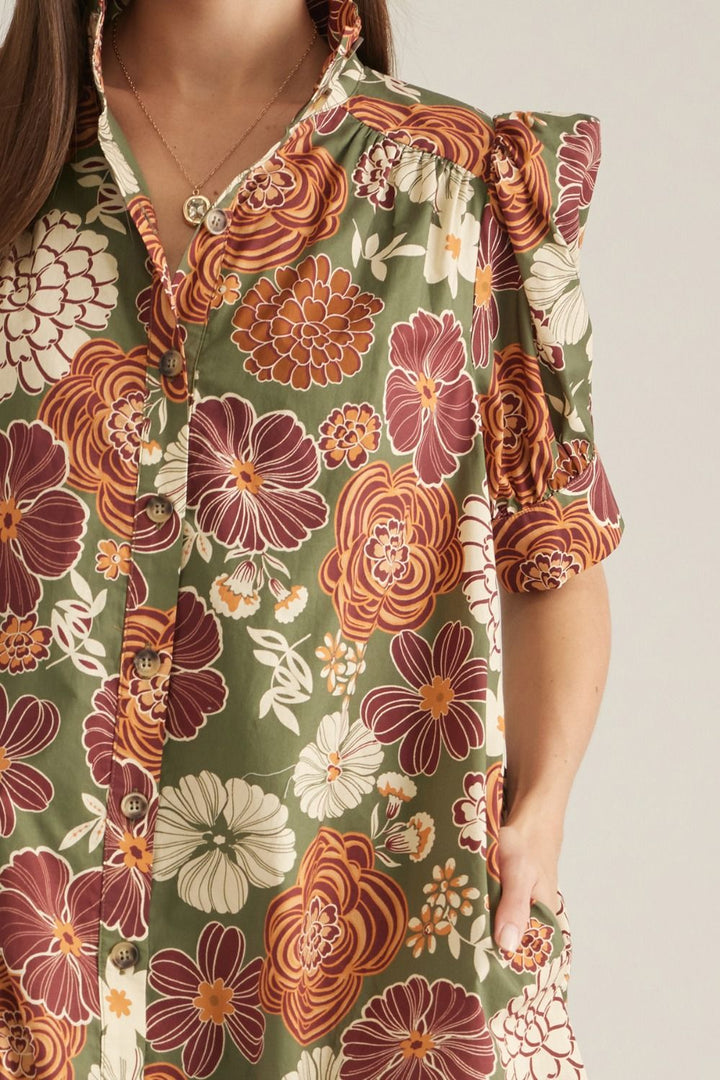 Floral Button Down Mini Dress