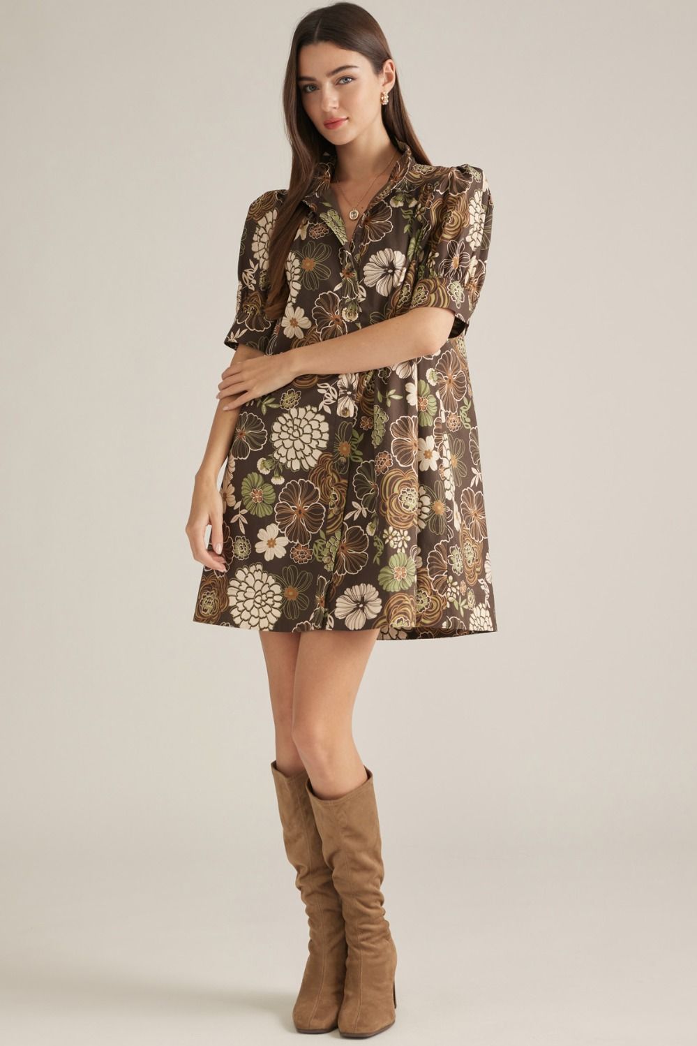 Floral Button Down Mini Dress