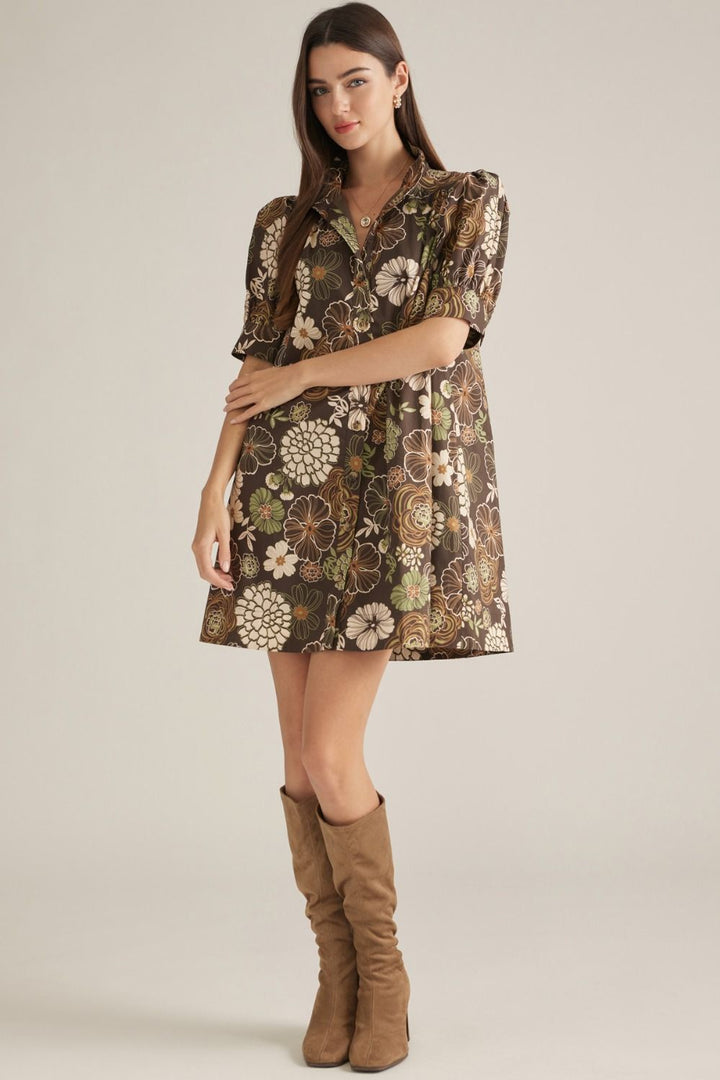 Floral Button Down Mini Dress