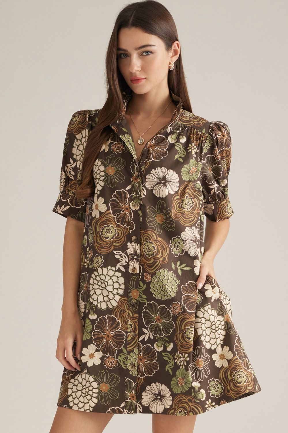 Floral Button Down Mini Dress