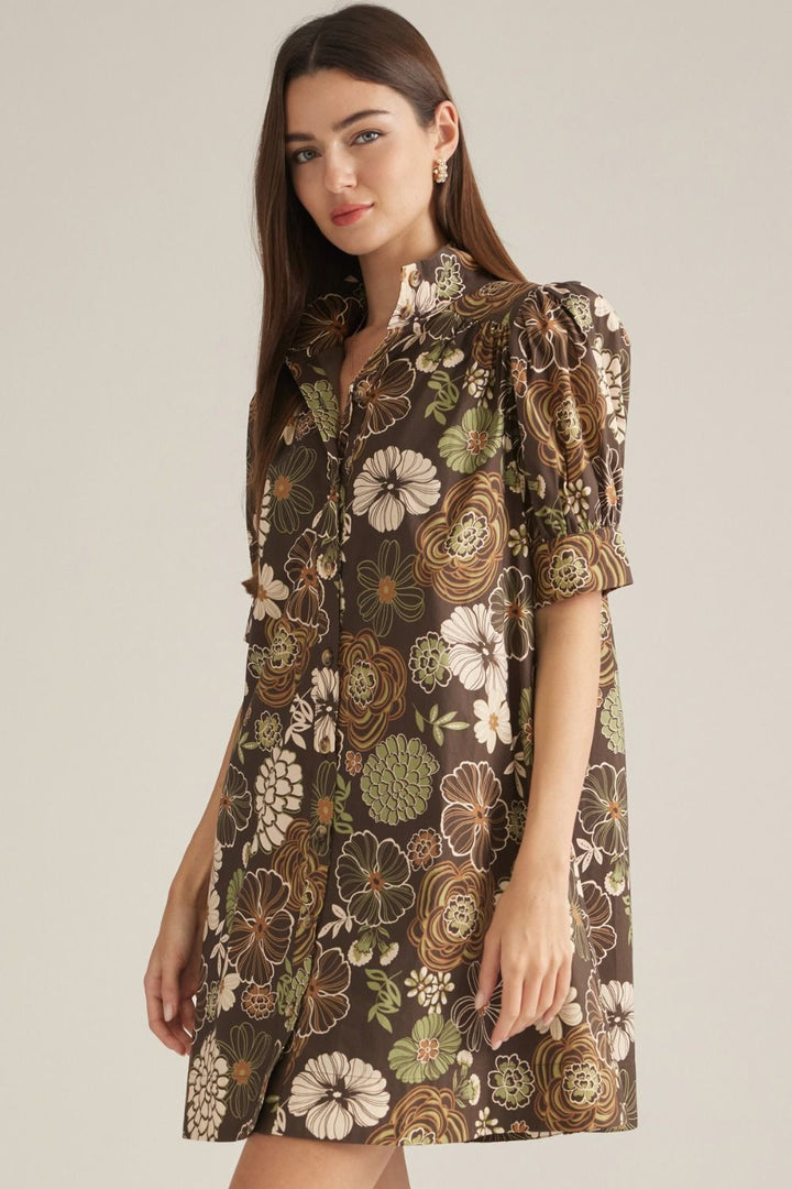 Floral Button Down Mini Dress