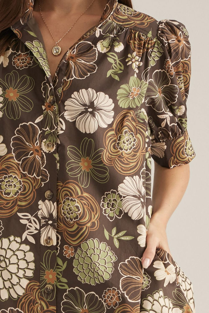 Floral Button Down Mini Dress