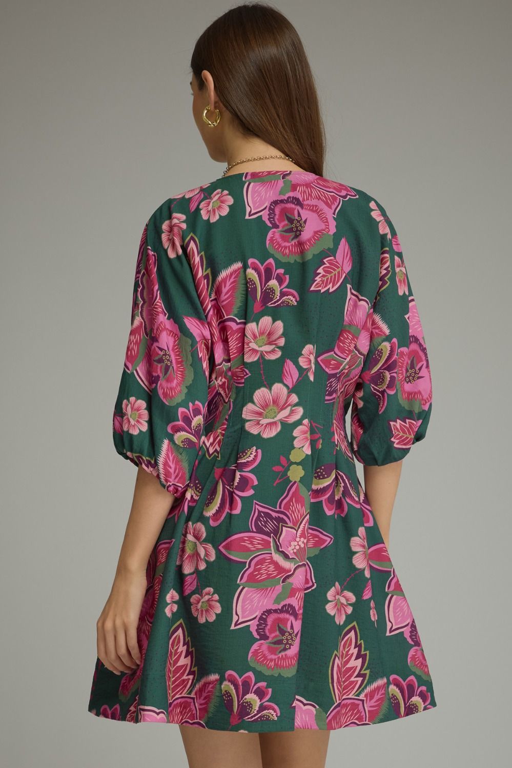 Pleated Floral Mini Dress