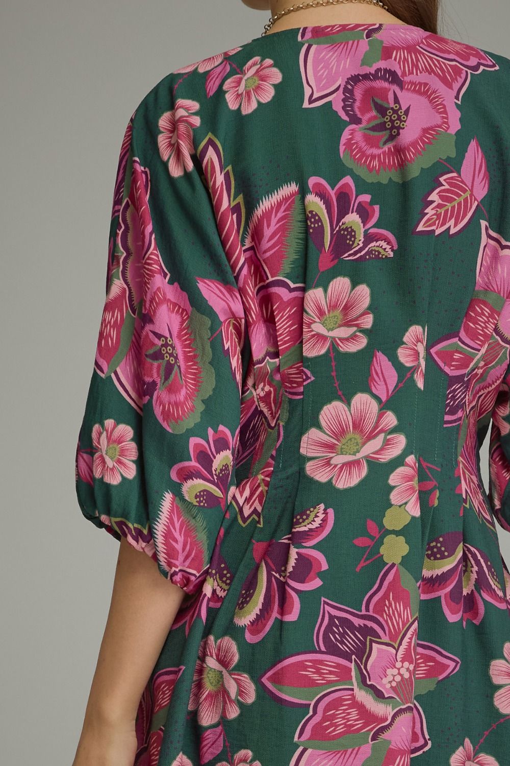 Pleated Floral Mini Dress