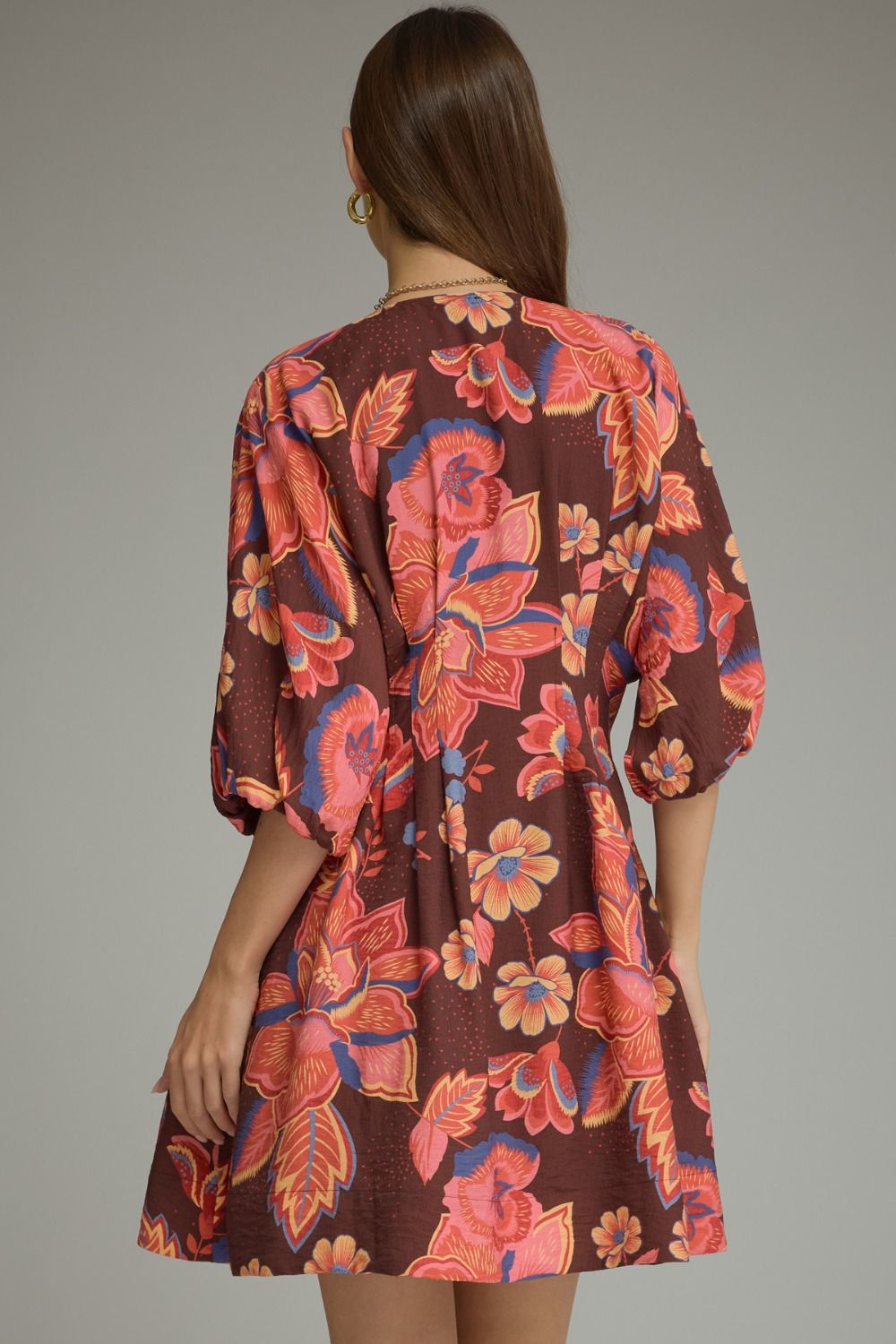 Pleated Floral Mini Dress