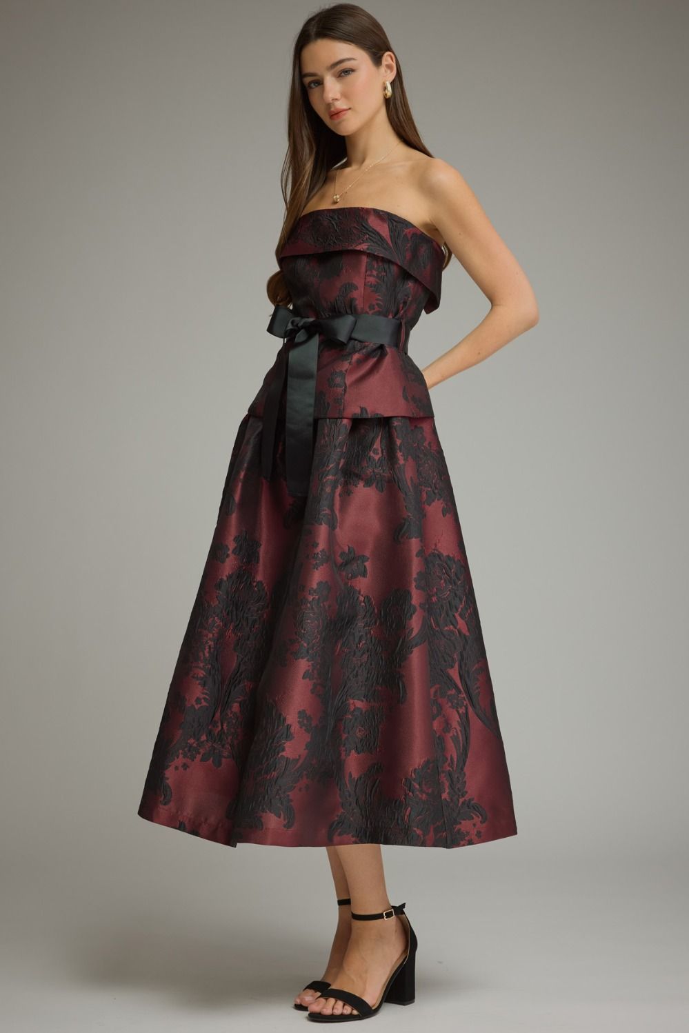 Floral Jacquard Midi Dress