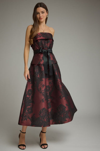 Floral Jacquard Midi Dress