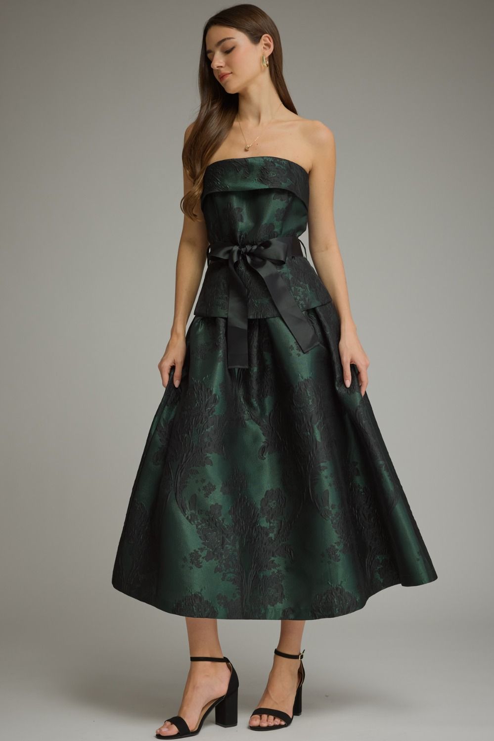 Floral Jacquard Midi Dress
