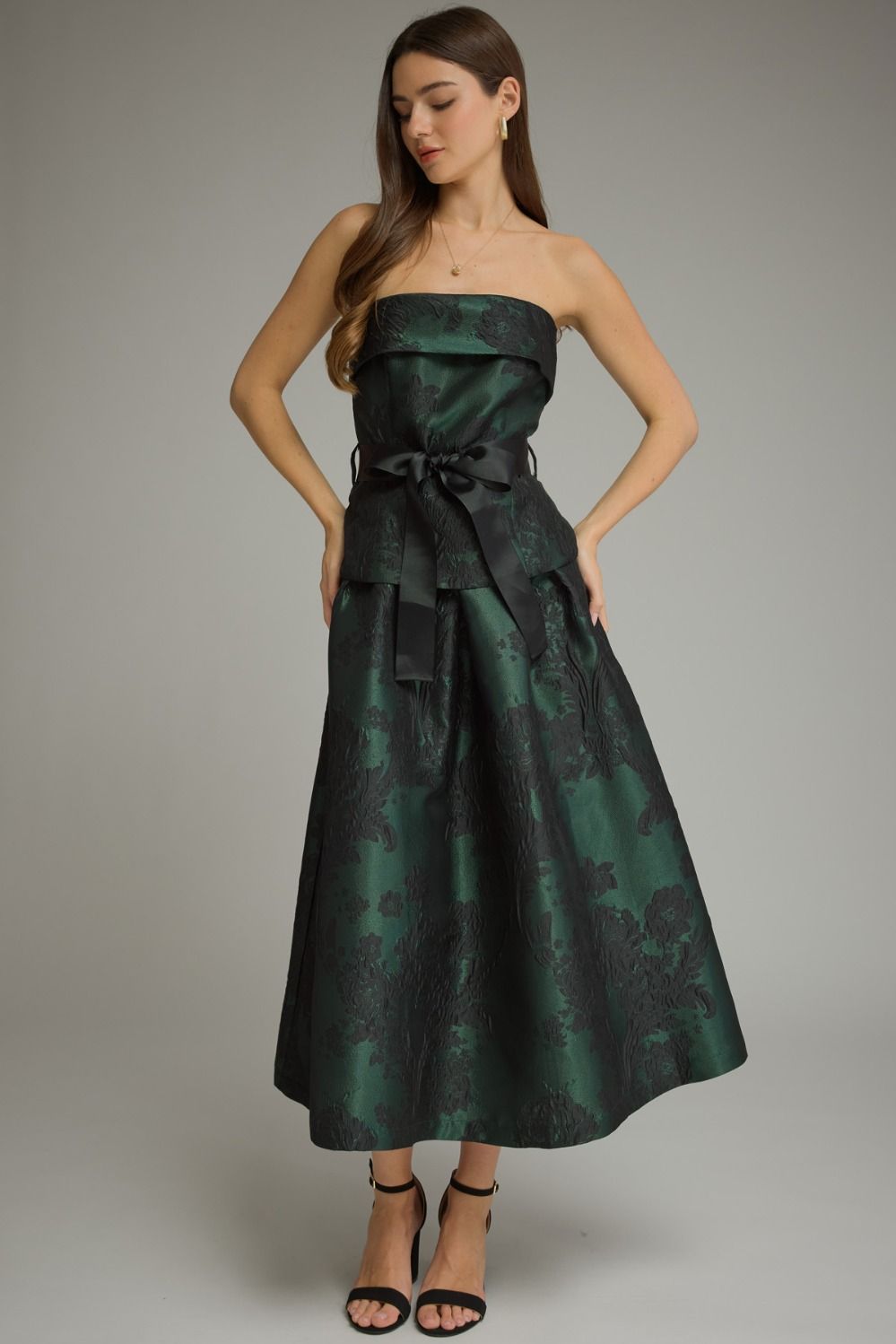 Floral Jacquard Midi Dress