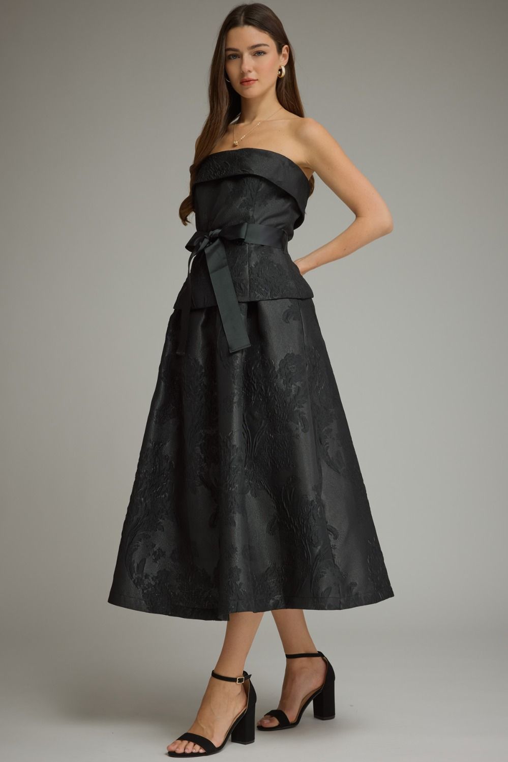 Floral Jacquard Midi Dress