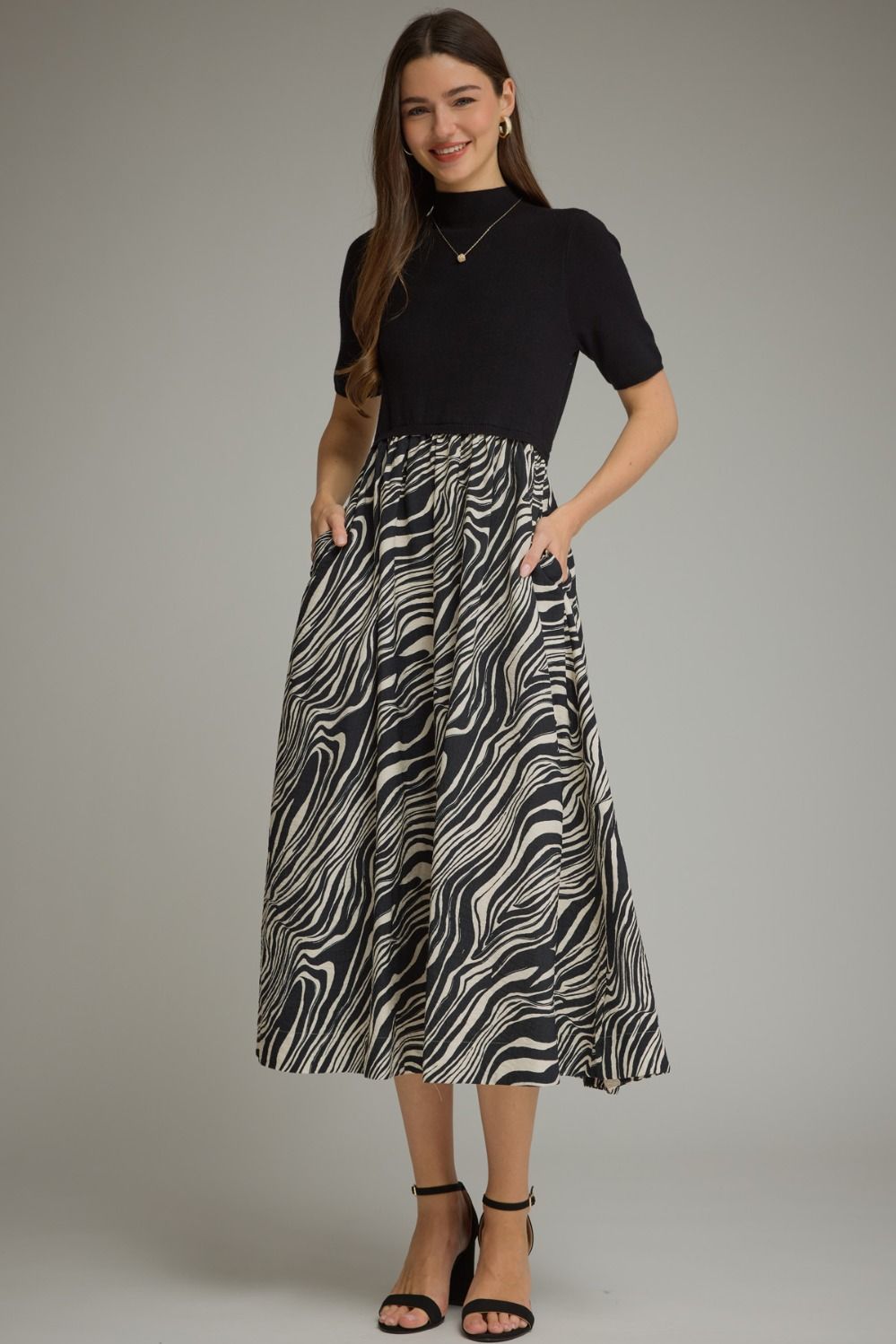 Mixed Media Dress - Zebra