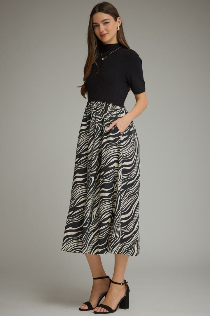 Mixed Media Dress - Zebra
