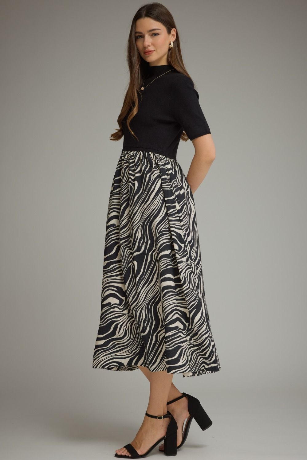 Mixed Media Dress - Zebra