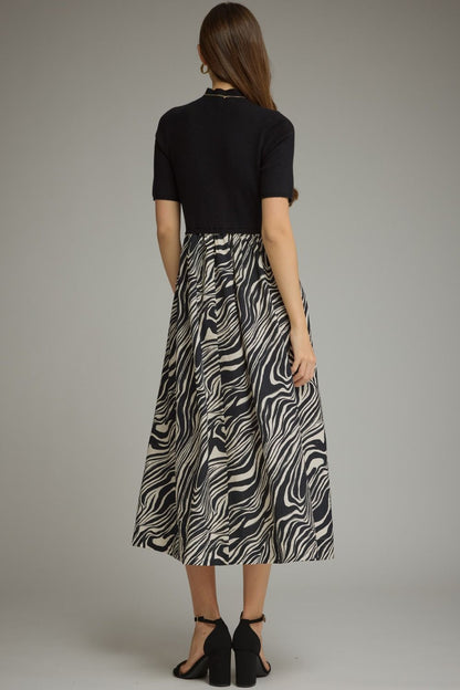Mixed Media Dress - Zebra