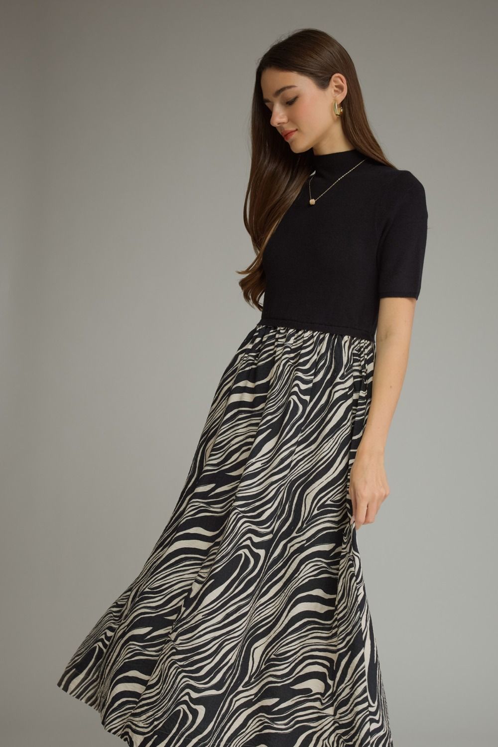 Mixed Media Dress - Zebra