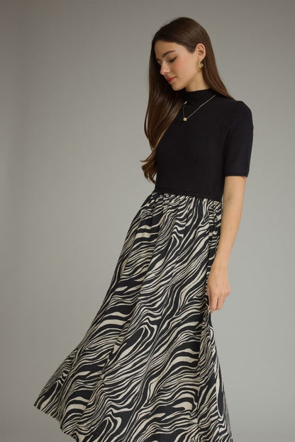 Mixed Media Dress - Zebra