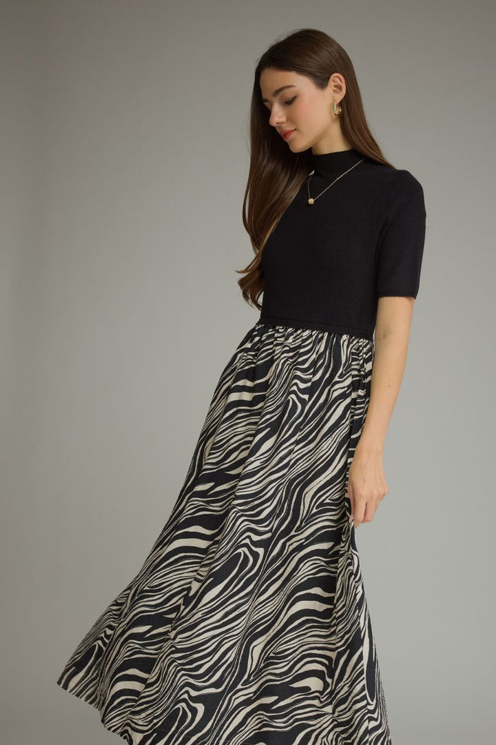 Mixed Media Dress - Zebra