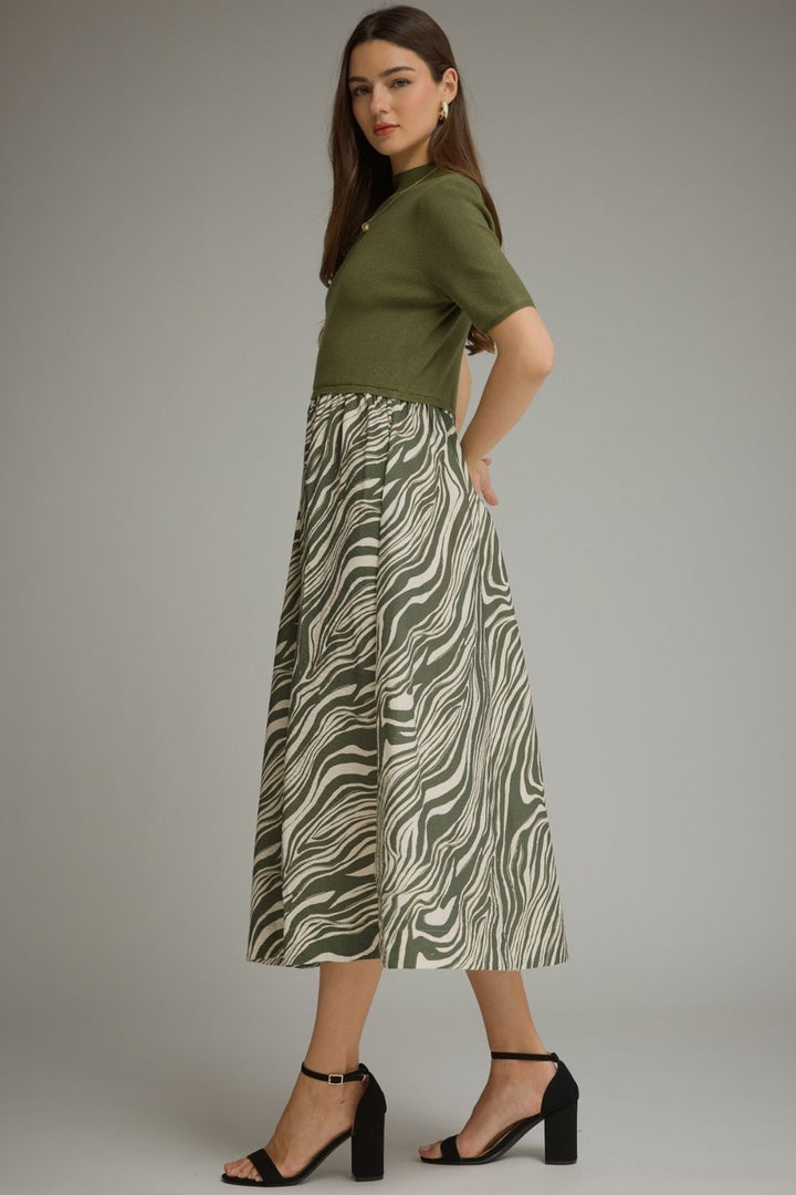 Mixed Media Dress - Zebra