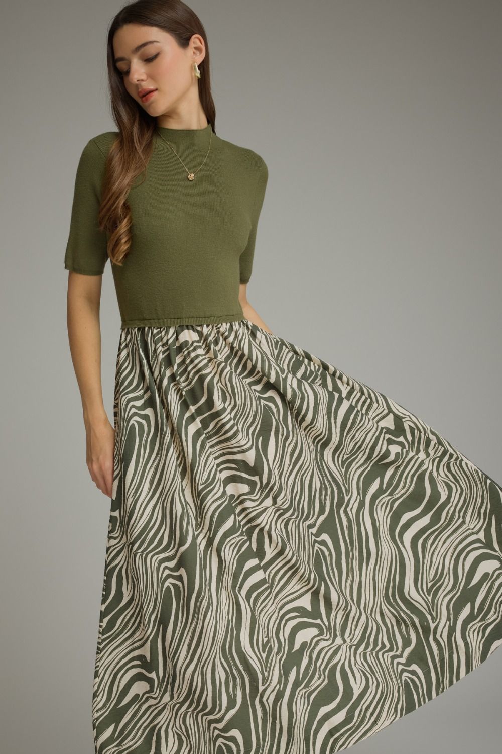 Mixed Media Dress - Zebra