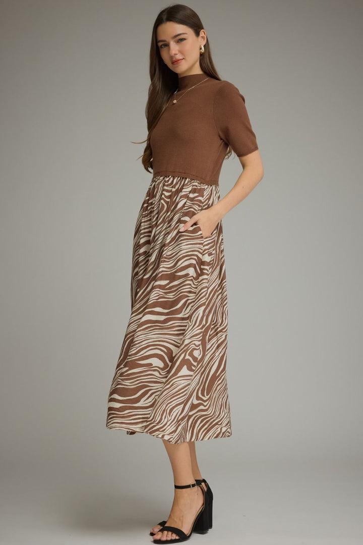 Mixed Media Dress - Zebra