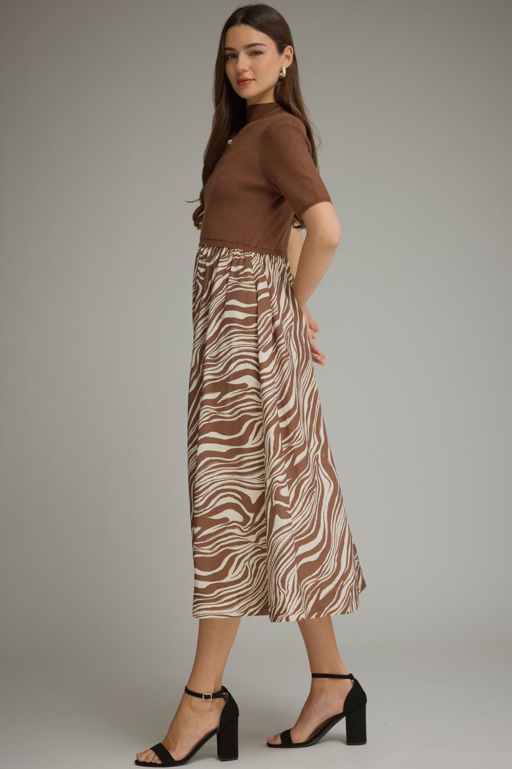 Mixed Media Dress - Zebra