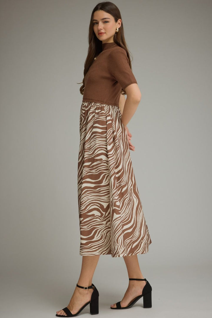 Mixed Media Dress - Zebra