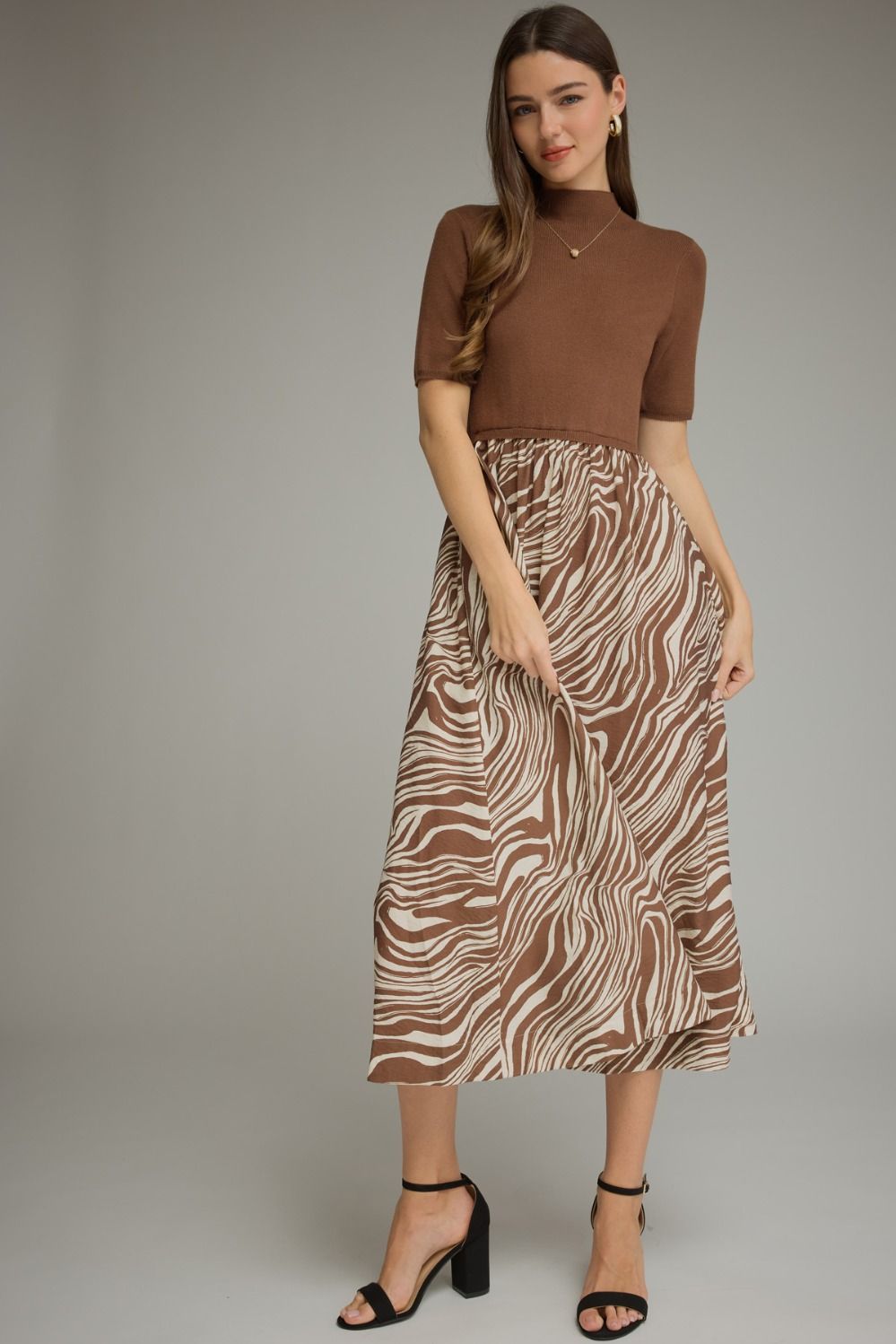 Mixed Media Dress - Zebra