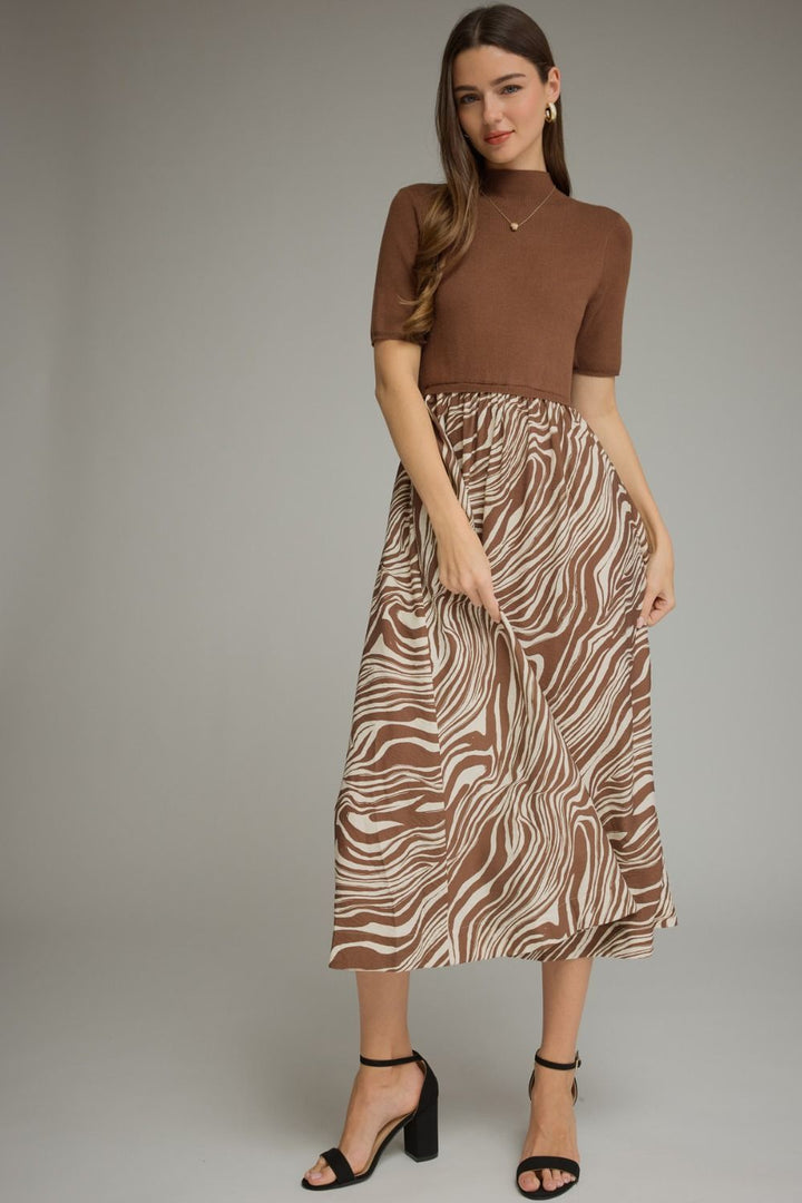 Mixed Media Dress - Zebra