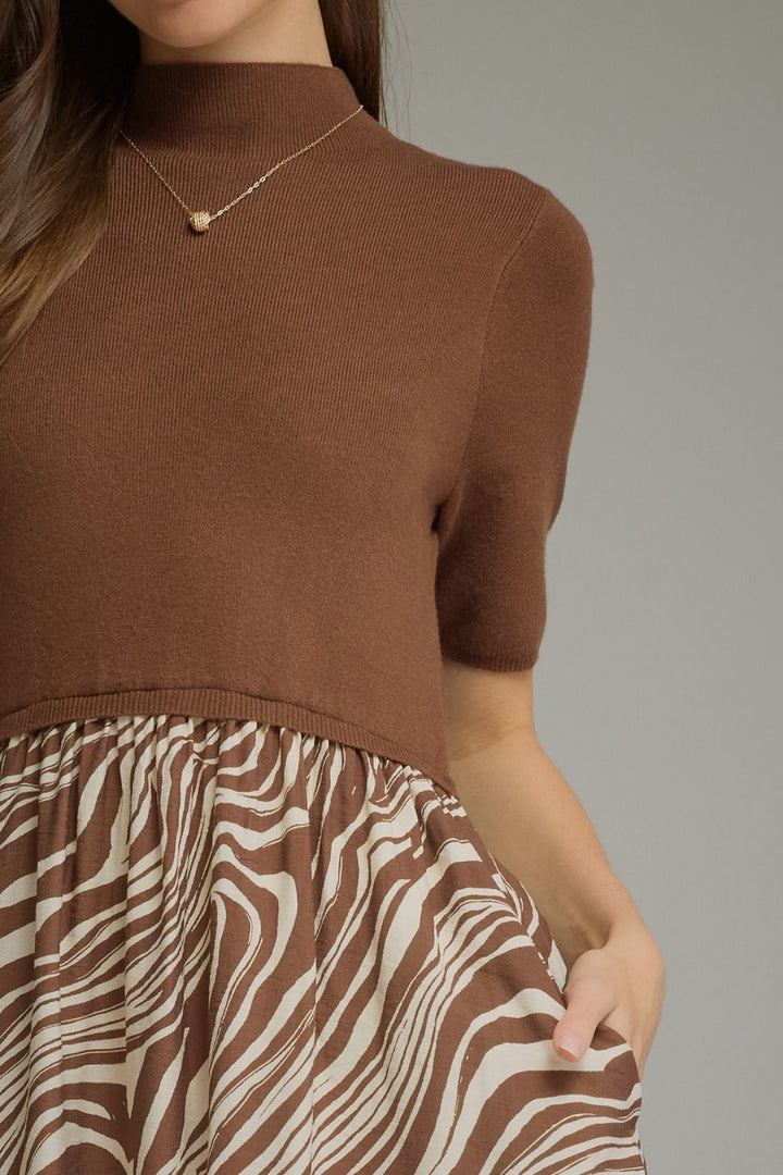 Mixed Media Dress - Zebra