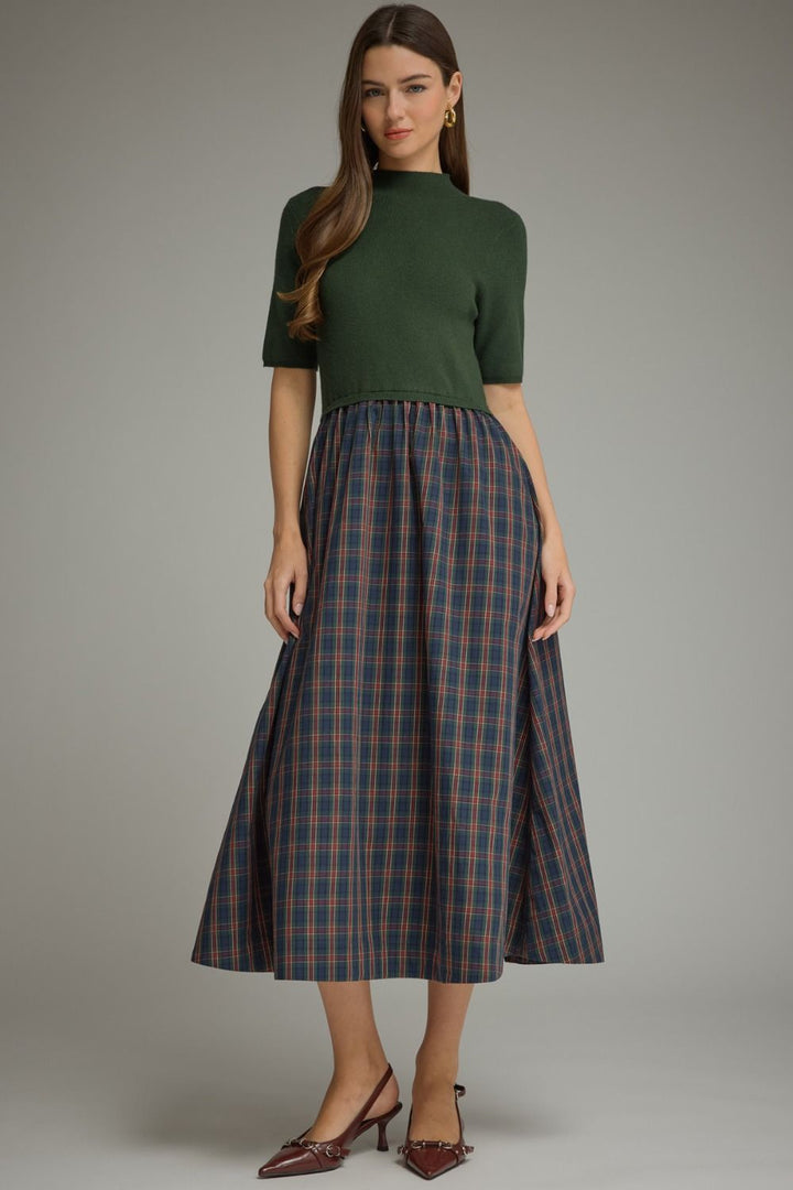 Plaid Mixed Media Dress