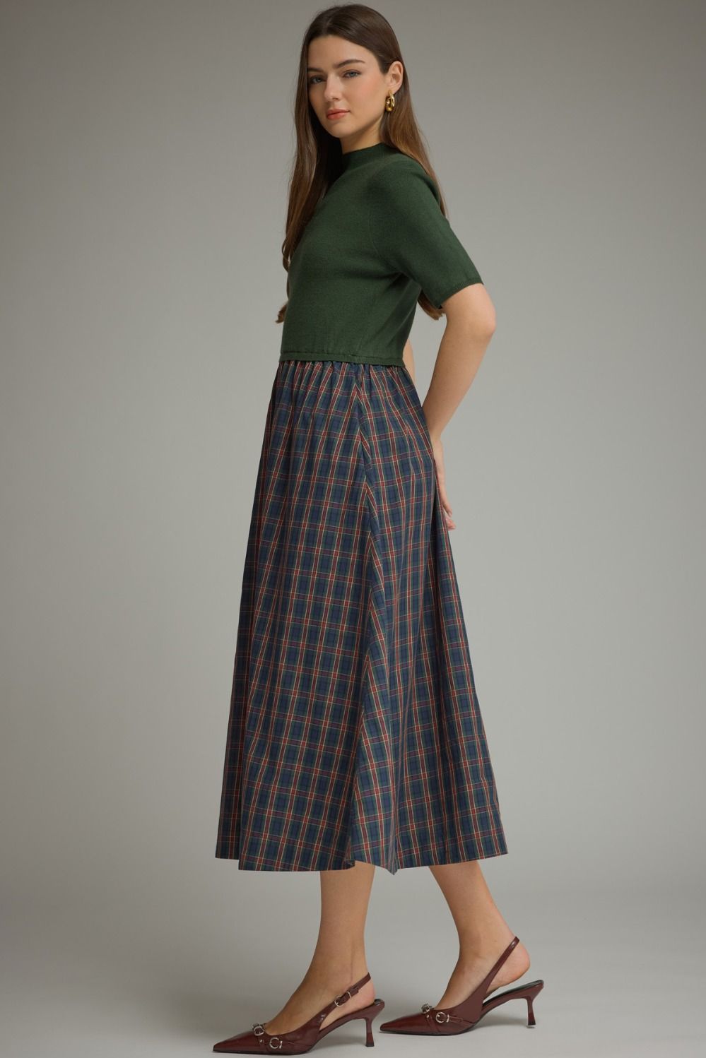 Plaid Mixed Media Dress