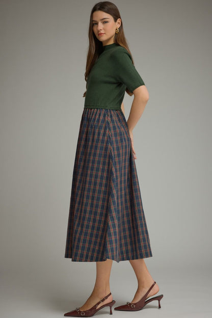 Plaid Mixed Media Dress