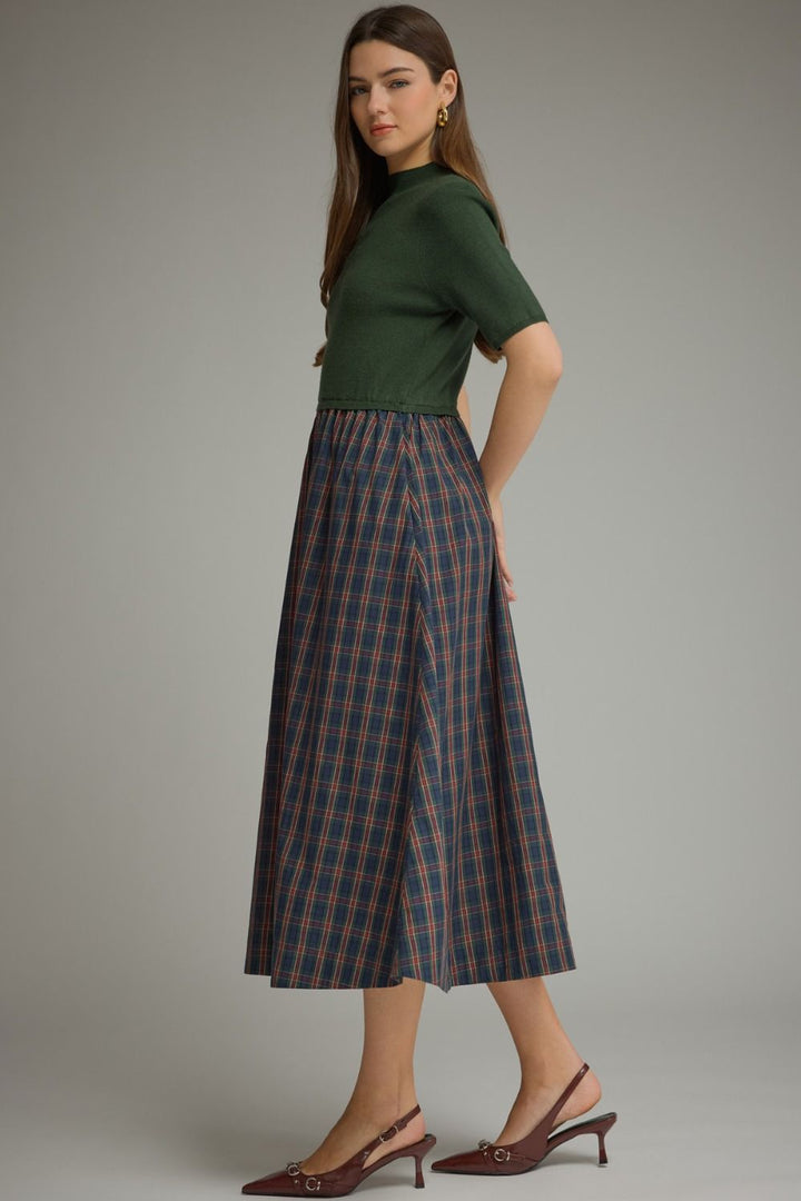 Plaid Mixed Media Dress