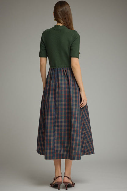 Plaid Mixed Media Dress