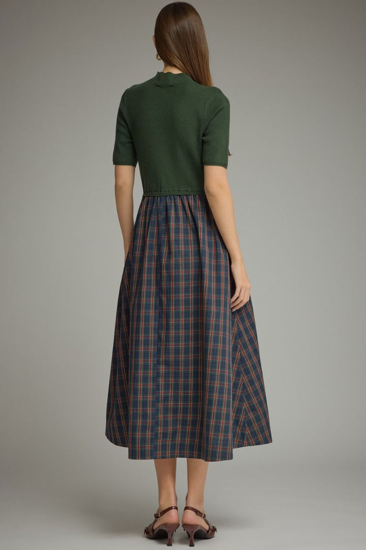 Plaid Mixed Media Dress