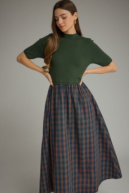 Plaid Mixed Media Dress